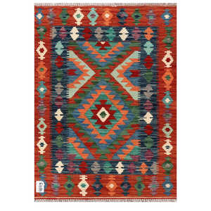 Alfombra Kilim de Maimana, Afganistán, 123 x 88 cm, Decoración de Pared - Product Image 1