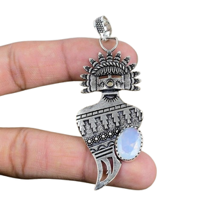 Colgante clásico de estilo bohemio para mujer, joyería de plata de ley 925, piedra lunar, piedra preciosa, colgante hecho a mano, regalo de amor - Product Image 1