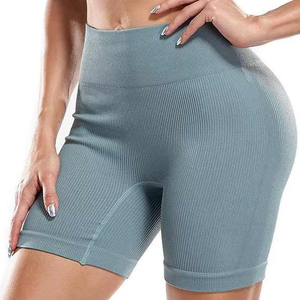 Mujeres spandex poliéster cintura corta mujeres gimnasio pantalones cortos botín pantalones cortos de talla grande Pantalones cortos, sin costuras, cintura alta - Product Image 1