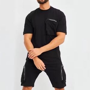 Ensemble d'été 2 pièces en coton survêtement personnalisé Ensemble short et t-shirt uni pour hommes - Product Image 2