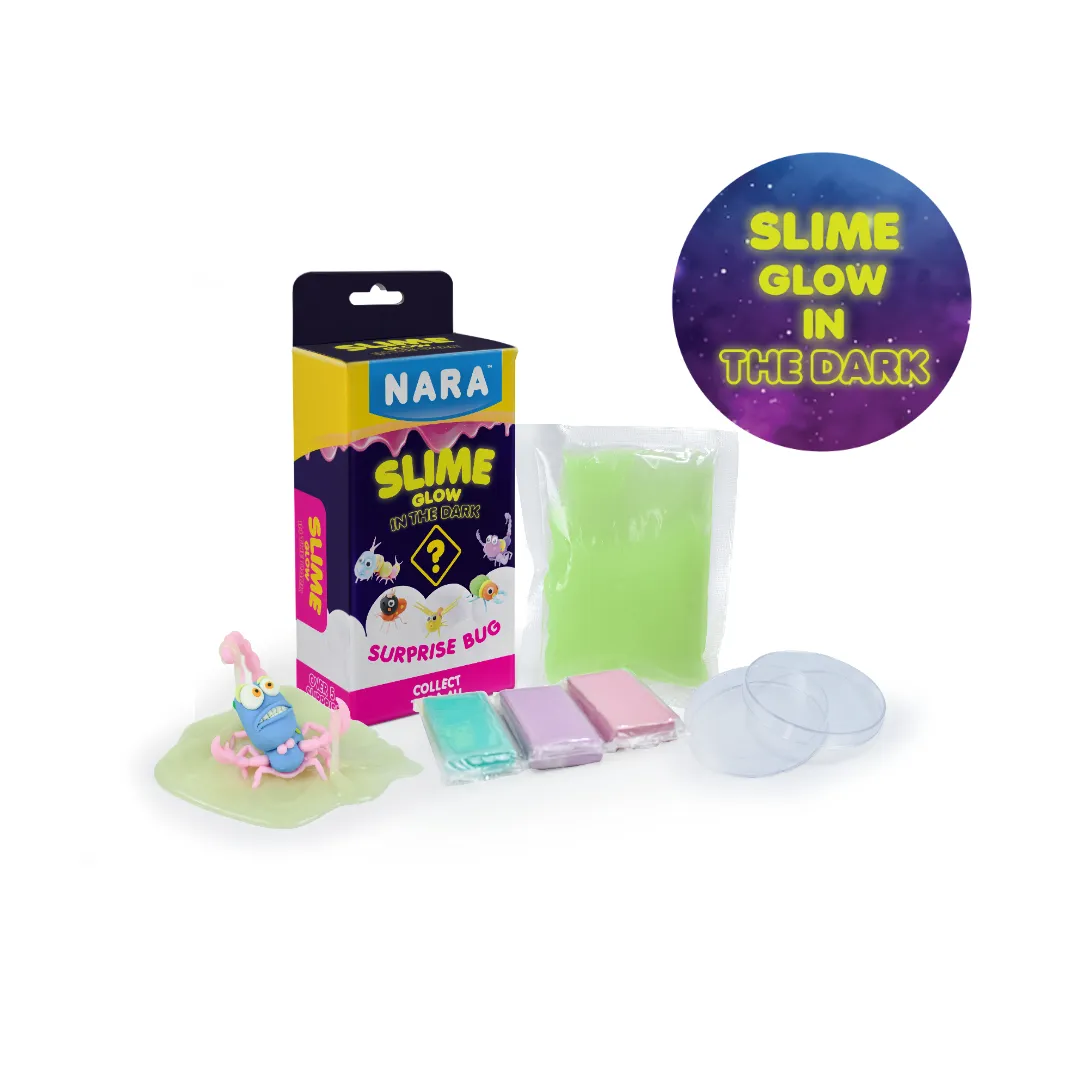 NARA Slime Glow in The Dark Kits avec 3 couleurs pastel de pâte à modeler et un mini moule à insectes spécial dans une boîte non toxique pour les enfants