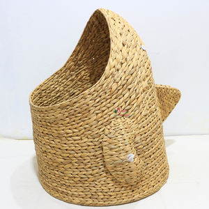 Eco-Friendly Water Hyacinth <b>Woven</b> <b>Storage</b> <b>Basket</b>, Durable Shark Design Organizer for Home Organization - Product Image 5
