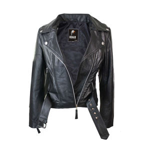 Chaqueta de Cuero para Motocicleta de Moda para Mujer, Estilo Casual, de Cuero Genuino, Estilo Racing, Venta al Por Mayor OEM - Product Image 5