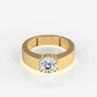 Bague pour homme en or jaune 18 carats avec diamant de laboratoire taille brillant 0,80-3 carats couleur E excellente taille, sertie à griffes, plaquée rhodium
