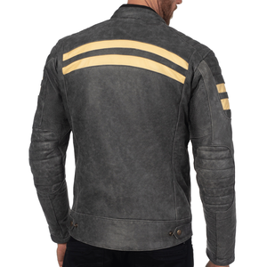 Chaqueta de moto de carreras de invierno a prueba de viento de cuero de búfalo genuino gris Retro de aspecto Vintage, Protector certificado CE para motocicleta - Product Image 2