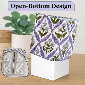 Caja de pañuelos con estampado de bloque de algodón Floral azul de acero claro, funda para pañuelos faciales, soporte decorativo para pañuelos de escritorio para el hogar - Product Image 2