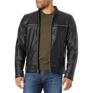 Chaqueta de Cuero Personalizada para Hombre, Colección de Invierno, Cuello Alto, Transpirable y Resistente al Viento, Estilo Motero, Gran Venta - Product Image 5