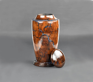 Fractal Burn Urne de crémation en palissandre Résine époxy bleue Cendres pour adultes et animaux de compagnie Boîte commémorative personnalisée pour cendres - Product Image 1