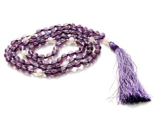 Venta caliente 108 anudado Mala cuentas hechas a mano artista indio Pulsera amatista piedra lunar Yoga joyería collar de perlas - Product Image 2