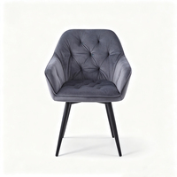 Chaise de salle à manger moderne en velours capitonnée avec pieds en métal, design mid-century, mobilier pour la maison