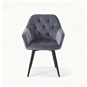 Chaise de salle à manger moderne en velours capitonnée avec pieds en métal, design mid-century, mobilier pour la maison - Product Image 1