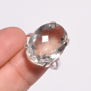 925 Sterling Silver Elegant Engagement <b>Ring</b> High Quality Natural <b>Crystal</b> Quartz Gemstone with Oval Cut for Party Gift - Product Image 3