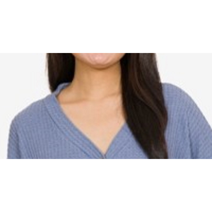 Camicia in Seta Lavorata a Maglia Blu XL da Donna Hippie Rose, Top con Bottoni Frontali e Motivo a Pois per Feste Autunnali - Product Image 2