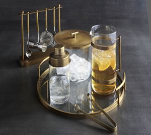 Plateau de service ovale en verre de luxe avec cadre et poignées en métal doré, plateau décoratif pour la maison, l'hôtel, la salle à manger, les cadeaux - Product Image 6