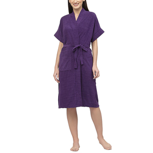 Wholesale Customized Women's 100% Silk Velour Robes Breathable <b>Knee</b>-Length Thermal Bathrobe Sleepwear Plus Size High Quality - Product Image 1