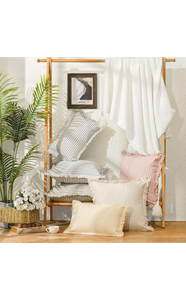 Housse lombaire moderne 20''x12'' en coton rayé tissé écologique, garnissage en polyester thérapeutique, amovible, lavable, 400TC, fermeture éclair - Product Image 5