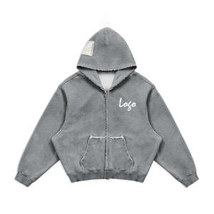 Personalizado ácido lavado Spray etiqueta Graffiti impreso logotipo bordado 100% algodón tejido Regular Fit sólido otoño pulóver sudaderas con capucha - Product Image 6