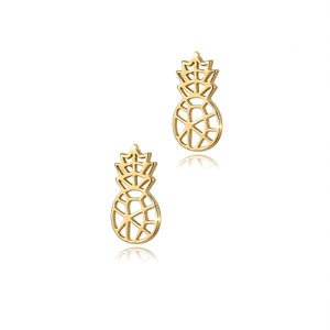 Petites boucles d'oreilles à clous en forme d'ananas, plaquées or, fabrication artisanale turque, cadeau d'anniversaire, bijoux en argent sterling 925 - Product Image 4