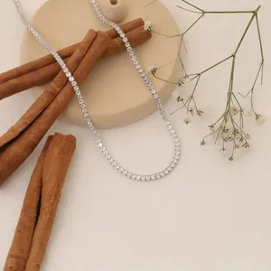 สร้อยคอเทนนิสสีเงิน925พร้อมจี้เพชรโมอิสขนาด3มม. และจี้เครื่องราง - Product Image 5