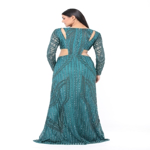 Robe de créateur haut de gamme avec sequins et perles brodés à la main pour mariage en bord de mer et tenue de villégiature – Exportation - Product Image 4