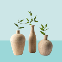 Vas Bunga Kayu Desain Minimalis Bambu Ramah Lingkungan Logo Terukir Dekorasi Rumah Modern