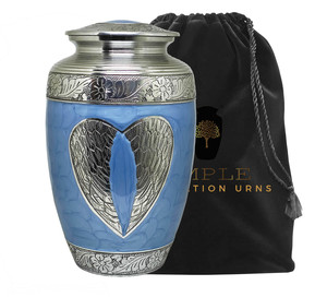 โกศเผาศพสไตล์ยุโรปสีน้ำเงิน ลายหัวใจสีเงิน ขนาด 10 นิ้ว คุณภาพพรีเมียม เป็นมิตรกับสิ่งแวดล้อม ทนทาน ความจุ 220 คิวบิกอินช์ - Product Image 2
