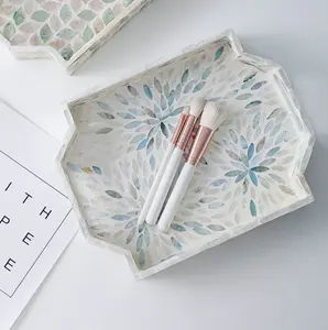 Plateau de service à incrustation de nacre au Design Unique avec poignées plateau décoratif Capiz en mosaïque pour cadeau Eid Ramadan - Product Image 2