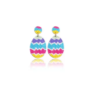 Pendientes de Pascua Hechos a Mano con Cuentas de Primera Calidad, Estilo Clásico, Forma de Huevo Estándar, Accesorios Festivos para Fiestas - Product Image 1