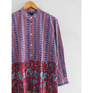 Vestido Maxi de Algodón Estampado Hecho a Mano para Mujer, Formal, de Verano, Largo hasta el Suelo, Estilo Natural, Multicolor, con Decoración de Botones Florales - Product Image 3