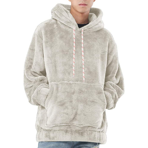 Sweat-shirt à capuche en tricot sherpa non doublé en polyester/coton de qualité supérieure, best-seller, anti-froissement, léger, uni, pour homme, hiver - Product Image 5