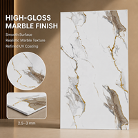 Panel de Revestimiento de Pared de PVC con Acabado Brillante, Diseño de Mármol con Vetas Doradas Beige Blanco MORLENX, para Decoración Moderna de Hogares y Hoteles