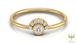 Bague de mariage en diamant art déco coupe ronde en or jaune 14 carats bague de fiançailles anniversaire de fournisseurs vermeil d'éternité - Product Image 3