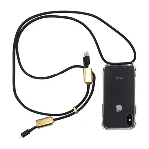 TENCHEN Custodia per smartphone con cordino USB charging cable crossbody cell phone case