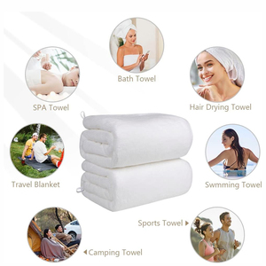 Ensemble de serviettes de bain en coton unisexe de qualité supérieure en blanc rose bleu pour adultes Motif de logo solide de luxe pour salle de bain ou hôtel - Product Image 6
