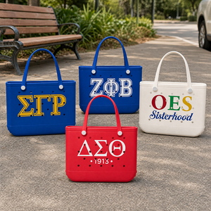 Sac fourre-tout en EVA personnalisé avec impression de l'alphabet grec, imperméable, respirant, design perforé, logo personnalisé, été, robuste - Product Image 1