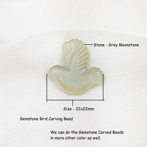Cuentas de piedras preciosas talladas en pájaro volador de piedra lunar gris, cuentas de piedras preciosas talladas en piedra lunar Natural, proveedor mayorista para hacer joyas - Product Image 2