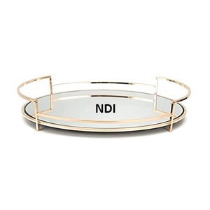 ถาดเสิร์ฟสำหรับตกแต่งทำด้วยมือทำจากโลหะและแก้วสำหรับใช้ในบ้านโรงแรมงานจัดเลี้ยงด้วยการขัดเงา - Product Image 1