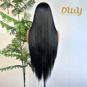 Jenner-DWy 30 Inches Long Natural <b>Black</b> Straight Full Lace Front <b>Wig</b> for Women Clearance Sale Glueless Synthetic Middle Part - Product Image 3