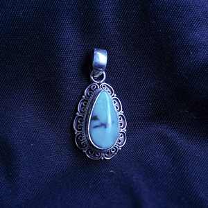 Colgante de Plata de Ley 925 con forma de gota de moda con piedra preciosa turquesa para hacer joyas DIY con piedra principal de perla de diamante - Product Image 1