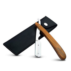 Maquinillas de afeitar para hombre de garganta cortada para salones de barbería y uso doméstico Maquinillas de afeitar de acero inoxidable con mango de madera - Product Image 1