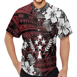 Camiseta de Béisbol para Hombre con Logotipo Tribal Polinesio, 100% Poliéster, Sin Mangas, Estampado de Frangipani Verde, Personalizada - Product Image 3