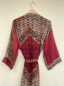 Kimono Vintage de seda crepé, bata suave y cómoda, ropa de descanso ligera de lujo, bata Bohemia, sin secado rápido, verano, otoño y primavera - Product Image 6