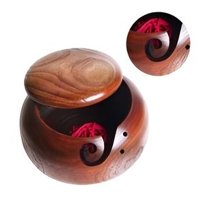 Low Price High Quality Rosewood Round Shape Yarn <b>Bowls</b> for <b>Knitting</b> and Crocheting Low Price Wooden Yarn <b>Bowl</b> - Product Image 5