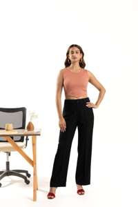 Exclusive <b>pink</b> ribbed sleeveless camisole <b>crop</b> <b>top</b> lightweight stretch knit for women perfect for layering summer outfits - Product Image 2