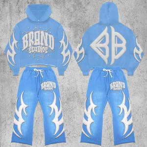 Nouveau survêtement unisexe lourd délavé avec broderie, pull à capuche surdimensionné pour homme avec broderie délavée à l'acide - Product Image 5