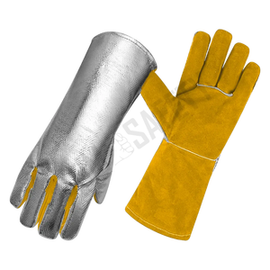 Gant de soudage en cuir de vache résistant aux hautes températures, aluminisé, spécial soudeur, anti-brûlure, gant de travail - Product Image 3