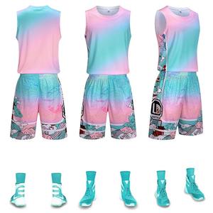 Vente en gros de vêtements de sport imprimés d'uniforme de basket-ball sur mesure de haute qualité avec nom d'équipe sportive - Product Image 2