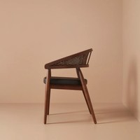Meubles de cour extérieure minimalistes chaise de salle à manger bois de teck avec rotin et coussin meilleure qualité-Lia