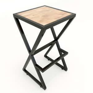 Tabouret de bar haut SFBR002, style contemporain et luxueux, structure en fer et bois, sans dossier, élégant et stable, pour hôtels et bars - Product Image 4