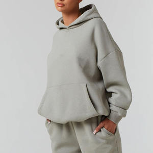 ชุดเซ็ตฮู้ดดี้และกางเกงวอร์มผู้หญิง พิมพ์โลโก้ได้ ผ้าฝ้าย 100% สไตล์สตรีทแวร์ สำหรับฤดูหนาว - Product Image 3